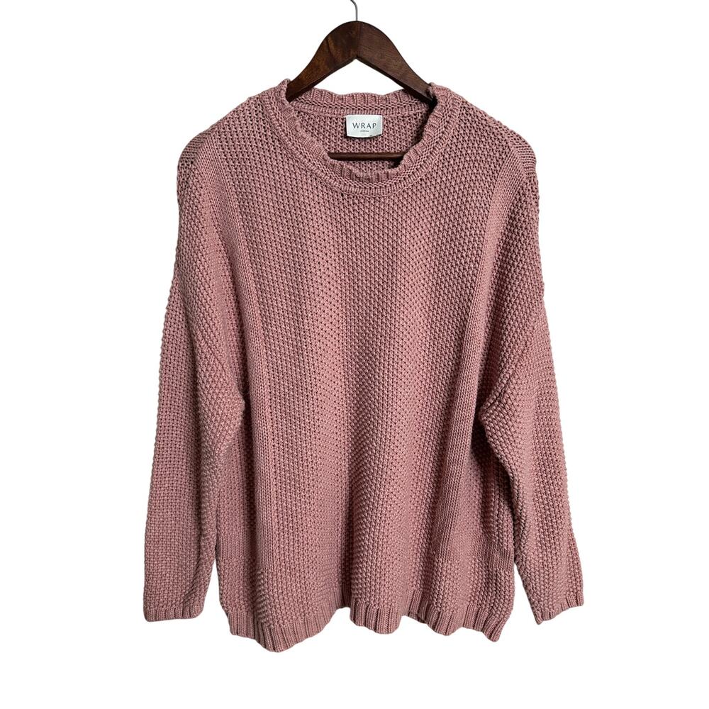 Wrap London Textured Moss-Stitch Pullover Sweater Organic Cotton Womans 14